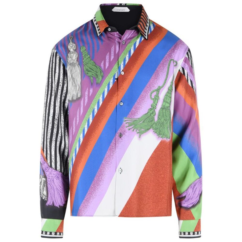 Versace Multicolor Silk Shirt Men
